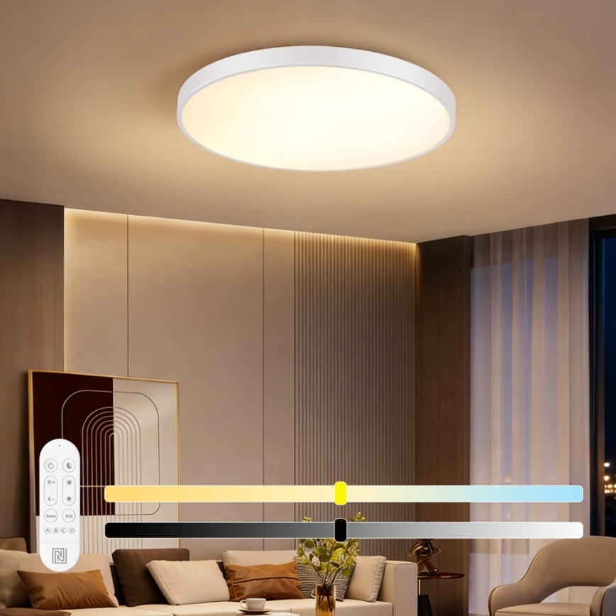 Immax NEO 07315L - LED stropno svjetlo s prigušivanjem SEMPLICI LED/96W/230V Ø 80 cm Wi-Fi Tuya bijela + daljinski upravljač