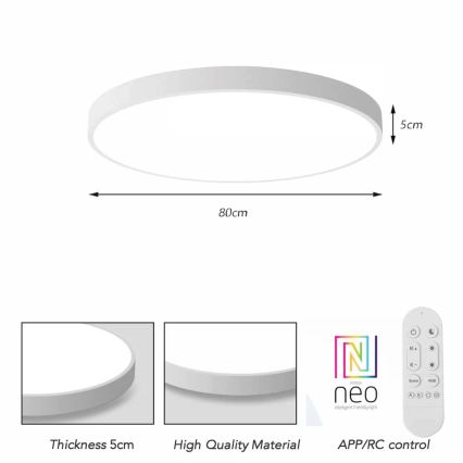 Immax NEO 07315L - LED stropno svjetlo s prigušivanjem SEMPLICI LED/96W/230V Ø 80 cm Wi-Fi Tuya bijela + daljinski upravljač
