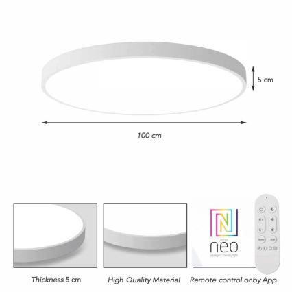 Immax NEO 07316L - LED prigušivo stropno svjetlo SEMPLICI LED/128W/230V Ø 100 cm Wi-Fi Tuya bijelo + daljinski upravljač