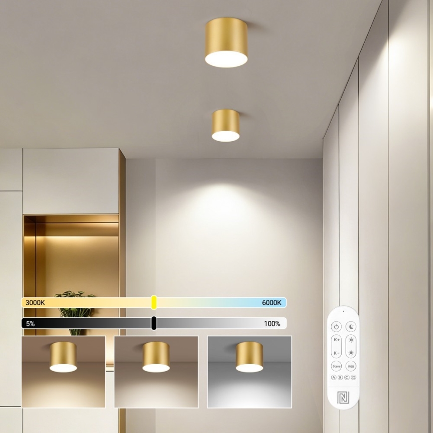 Immax NEO 07317L - Prigušiva stropna LED svjetiljka RONDATE LED/18W/230V pr. 11,5 cm Wi-Fi Tuya zlatna