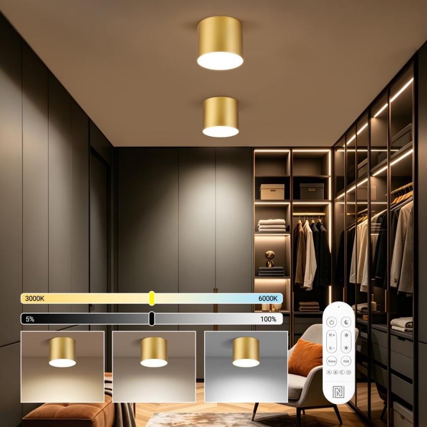 Immax NEO 07318L - LED prigušivo stropno svjetlo RONDATE LED/32W/230V Ø 16,5 cm Wi-Fi Tuya zlatno