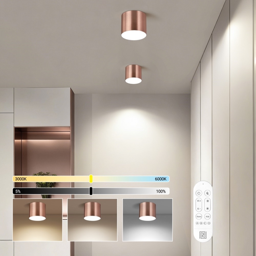 Immax NEO 07319L - Prigušivo LED stropno svjetlo RONDATE, 18W/230V, Ø 11,5 cm, Wi‑Fi Tuya, ružičasto-zlatna