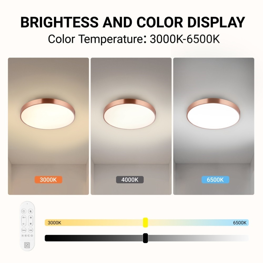 Immax NEO 07321L - LED stropna svjetiljka s mogućnošću prigušivanja NEO LITE SEMPLICI LED/36W/230V, promjer 40 cm, Tuya ružičasto zlato + daljinski upravljač