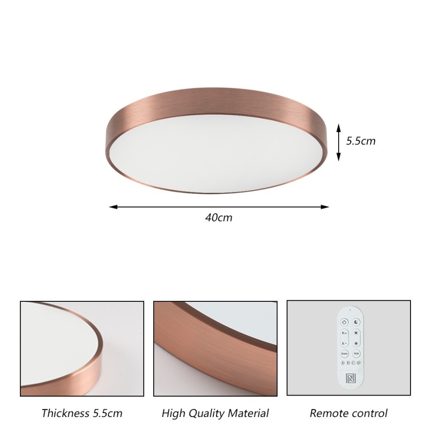 Immax NEO 07321L - LED stropna svjetiljka s mogućnošću prigušivanja NEO LITE SEMPLICI LED/36W/230V, promjer 40 cm, Tuya ružičasto zlato + daljinski upravljač