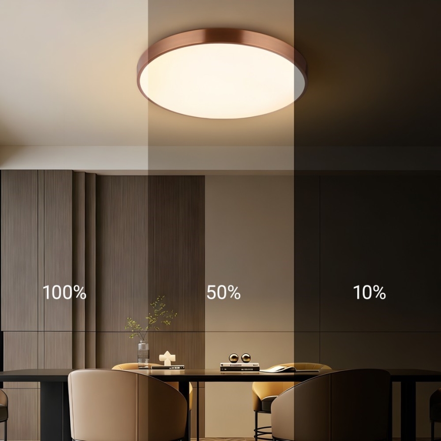 Immax NEO 07322L - LED prigušivo stropno svjetlo NEO LITE SEMPLICI LED/60W/230V, promjer 60 cm, Tuya rosé gold s daljinskim upravljačem