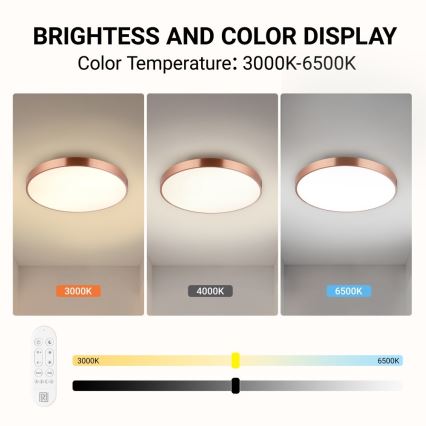 Immax NEO 07322L - LED prigušivo stropno svjetlo NEO LITE SEMPLICI LED/60W/230V, promjer 60 cm, Tuya rosé gold s daljinskim upravljačem
