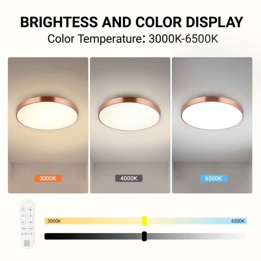 Immax NEO 07322L - LED prigušivo stropno svjetlo NEO LITE SEMPLICI LED/60W/230V, promjer 60 cm, Tuya rosé gold s daljinskim upravljačem