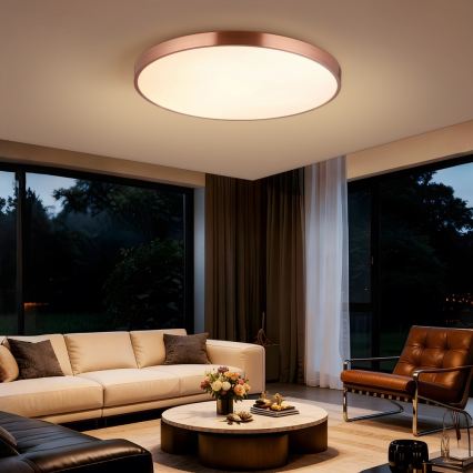 Immax NEO 07323L - LED prigušiva stropna svjetiljka SEMPLICI LED/96W/230V Ø 80 cm Wi-Fi Tuya ružičasto zlato + daljinsko upravljanje