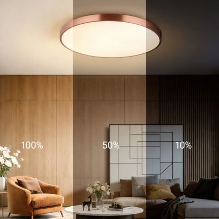 Immax NEO 07323L - LED prigušiva stropna svjetiljka SEMPLICI LED/96W/230V Ø 80 cm Wi-Fi Tuya ružičasto zlato + daljinsko upravljanje