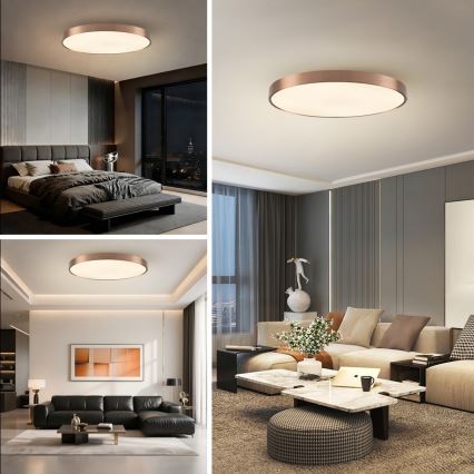 Immax NEO 07323L - LED prigušiva stropna svjetiljka SEMPLICI LED/96W/230V Ø 80 cm Wi-Fi Tuya ružičasto zlato + daljinsko upravljanje