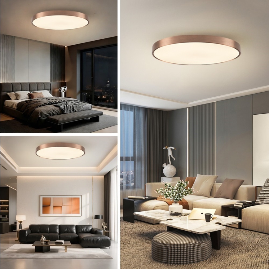 Immax NEO 07324L - LED stropno svjetlo SEMPLICI, prigušivo, LED/128W/230V Ø 100 cm, Wi‑Fi Tuya, zlatno + daljinski upravljač