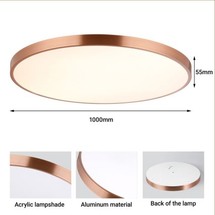 Immax NEO 07324L - LED stropno svjetlo SEMPLICI, prigušivo, LED/128W/230V Ø 100 cm, Wi‑Fi Tuya, zlatno + daljinski upravljač