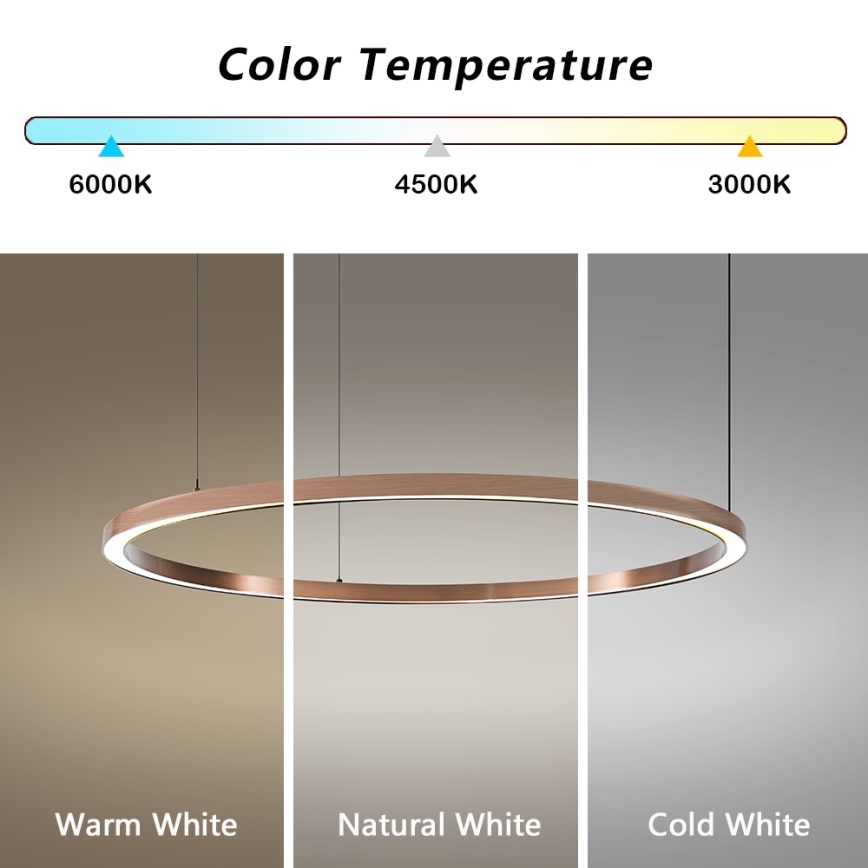 Immax NEO 07327L - LED luster s mogućnošću prigušivanja na sajli FINO LED/55W/230V 80 cm Tuya ružičasto zlato + daljinski upravljač