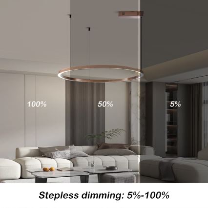 Immax NEO 07327L - LED luster s mogućnošću prigušivanja na sajli FINO LED/55W/230V 80 cm Tuya ružičasto zlato + daljinski upravljač