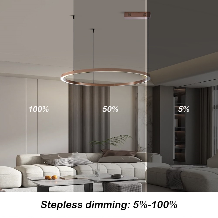 Immax NEO 07327L - LED luster s mogućnošću prigušivanja na sajli FINO LED/55W/230V 80 cm Tuya ružičasto zlato + daljinski upravljač