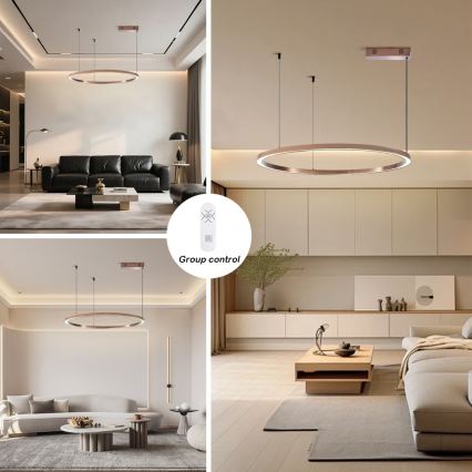 Immax NEO 07327L - LED luster s mogućnošću prigušivanja na sajli FINO LED/55W/230V 80 cm Tuya ružičasto zlato + daljinski upravljač