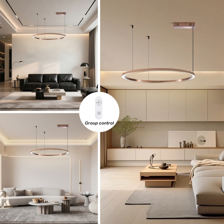 Immax NEO 07327L - LED luster s mogućnošću prigušivanja na sajli FINO LED/55W/230V 80 cm Tuya ružičasto zlato + daljinski upravljač