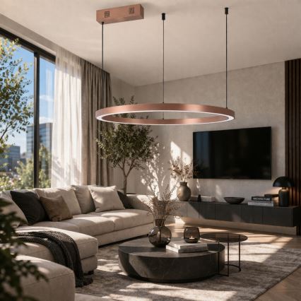 Immax NEO 07327L - LED luster s mogućnošću prigušivanja na sajli FINO LED/55W/230V 80 cm Tuya ružičasto zlato + daljinski upravljač