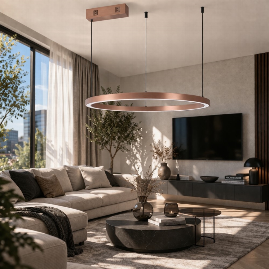 Immax NEO 07327L - LED luster s mogućnošću prigušivanja na sajli FINO LED/55W/230V 80 cm Tuya ružičasto zlato + daljinski upravljač