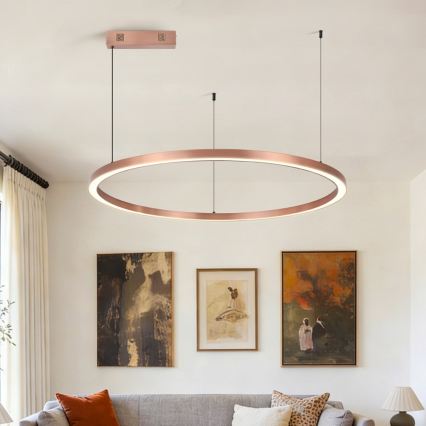 Immax NEO 07327L - LED luster s mogućnošću prigušivanja na sajli FINO LED/55W/230V 80 cm Tuya ružičasto zlato + daljinski upravljač