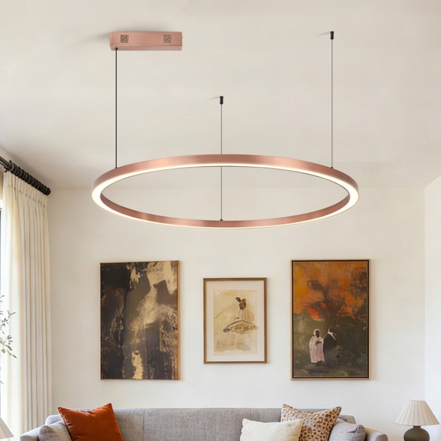Immax NEO 07327L - LED luster s mogućnošću prigušivanja na sajli FINO LED/55W/230V 80 cm Tuya ružičasto zlato + daljinski upravljač