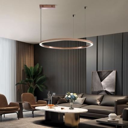 Immax NEO 07327L - LED luster s mogućnošću prigušivanja na sajli FINO LED/55W/230V 80 cm Tuya ružičasto zlato + daljinski upravljač