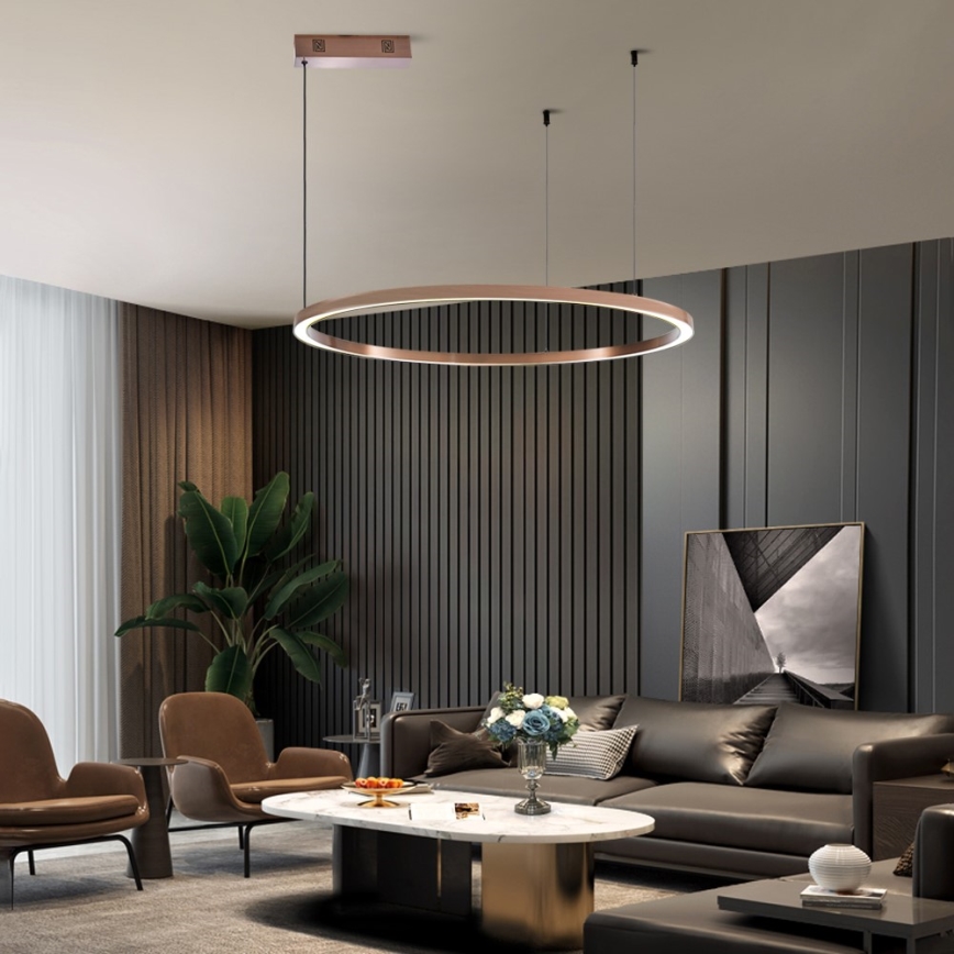 Immax NEO 07327L - LED luster s mogućnošću prigušivanja na sajli FINO LED/55W/230V 80 cm Tuya ružičasto zlato + daljinski upravljač