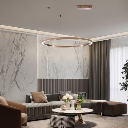 Immax NEO 07327L - LED luster s mogućnošću prigušivanja na sajli FINO LED/55W/230V 80 cm Tuya ružičasto zlato + daljinski upravljač