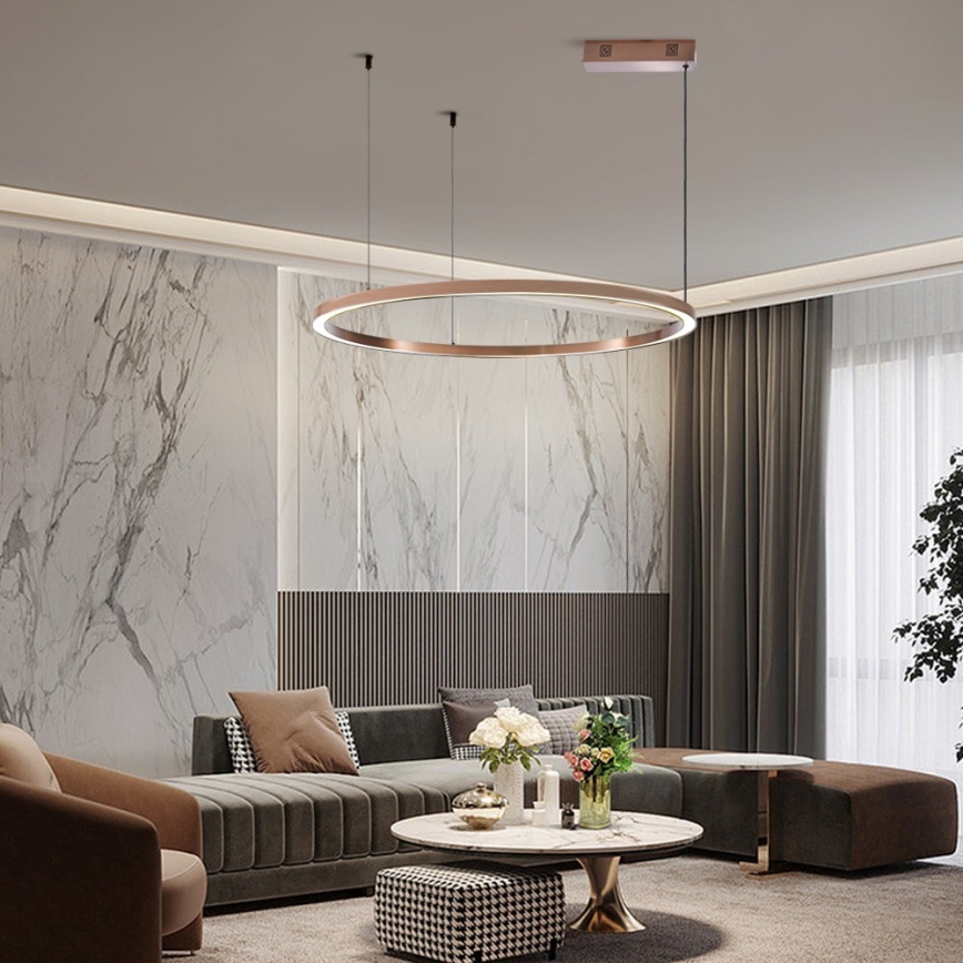 Immax NEO 07327L - LED luster s mogućnošću prigušivanja na sajli FINO LED/55W/230V 80 cm Tuya ružičasto zlato + daljinski upravljač