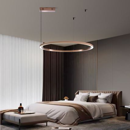 Immax NEO 07327L - LED luster s mogućnošću prigušivanja na sajli FINO LED/55W/230V 80 cm Tuya ružičasto zlato + daljinski upravljač