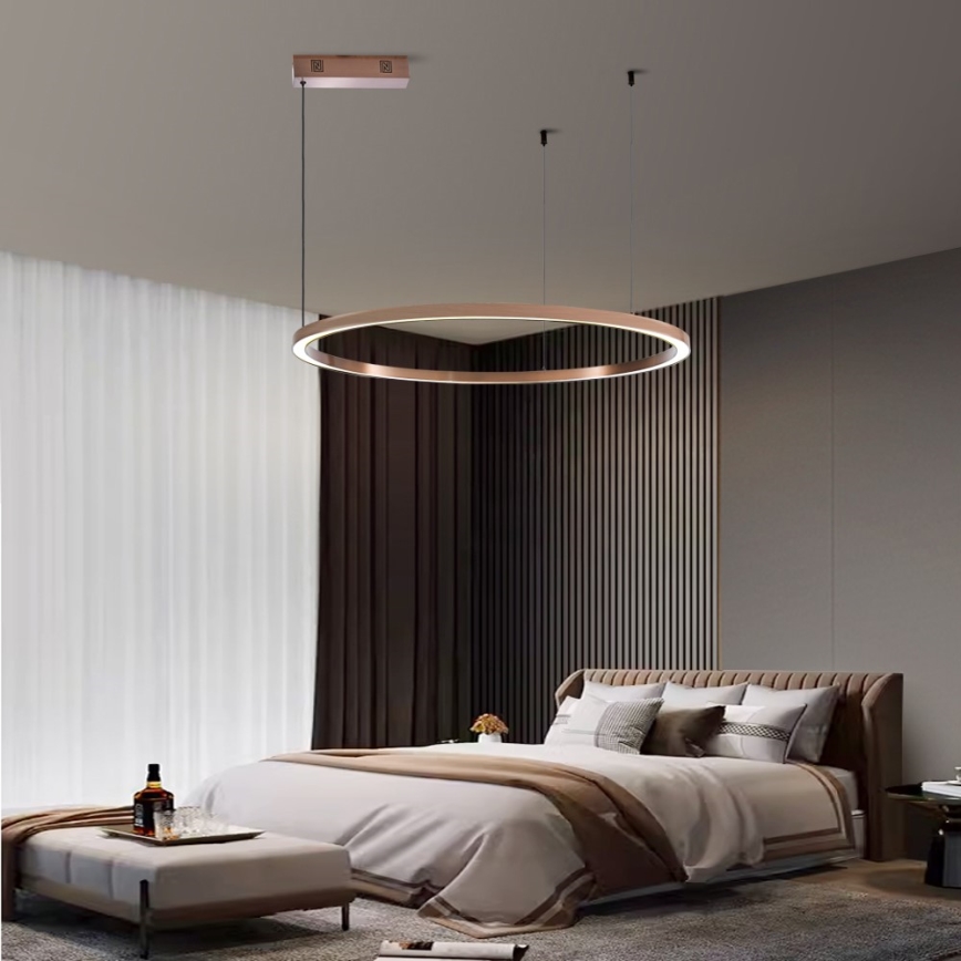 Immax NEO 07327L - LED luster s mogućnošću prigušivanja na sajli FINO LED/55W/230V 80 cm Tuya ružičasto zlato + daljinski upravljač