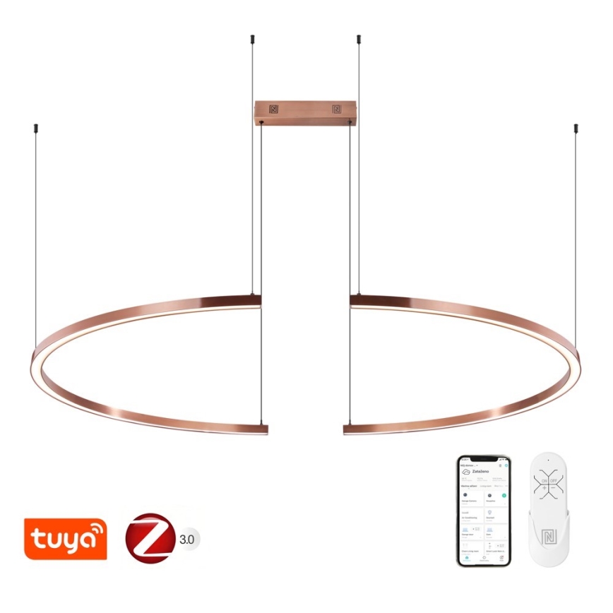 Immax NEO 07328L - prigušivi LED luster na sajli FINO LED/72W/230V 120 cm ružičasto zlato Tuya + daljinski upravljač