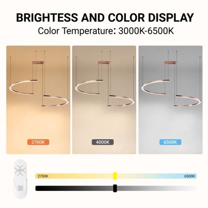 Immax NEO 07328L - prigušivi LED luster na sajli FINO LED/72W/230V 120 cm ružičasto zlato Tuya + daljinski upravljač