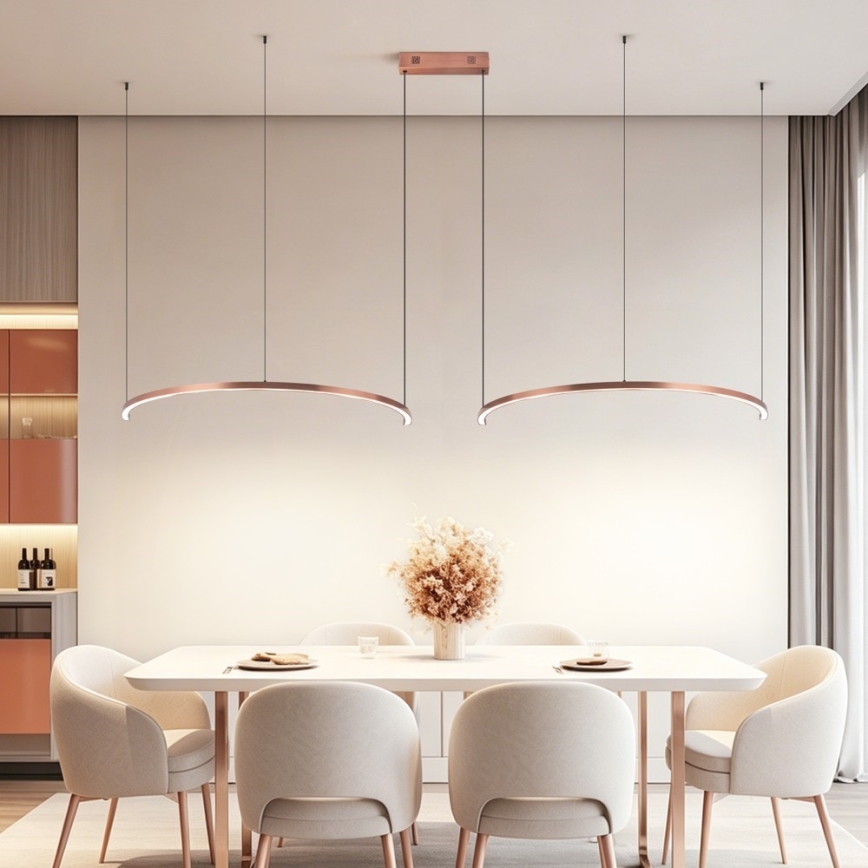 Immax NEO 07328L - prigušivi LED luster na sajli FINO LED/72W/230V 120 cm ružičasto zlato Tuya + daljinski upravljač