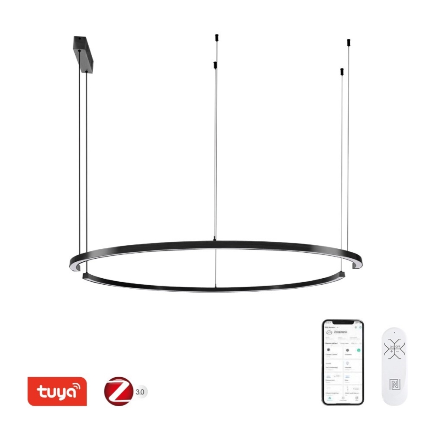 Immax NEO 07329L - LED luster na sajli FINO, s mogućnošću prigušivanja, LED/72W/230V, 120 cm, Tuya, crna + daljinski upravljač