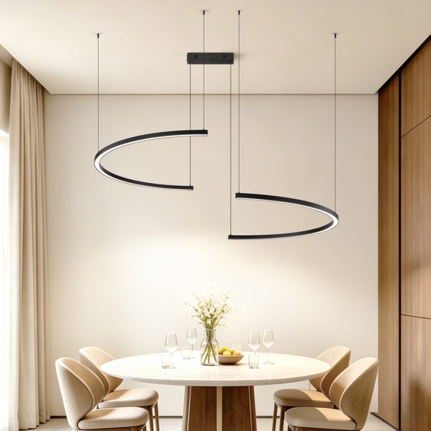 Immax NEO 07329L - LED luster na sajli FINO, s mogućnošću prigušivanja, LED/72W/230V, 120 cm, Tuya, crna + daljinski upravljač