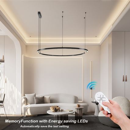 Immax NEO 07329L - LED luster na sajli FINO, s mogućnošću prigušivanja, LED/72W/230V, 120 cm, Tuya, crna + daljinski upravljač