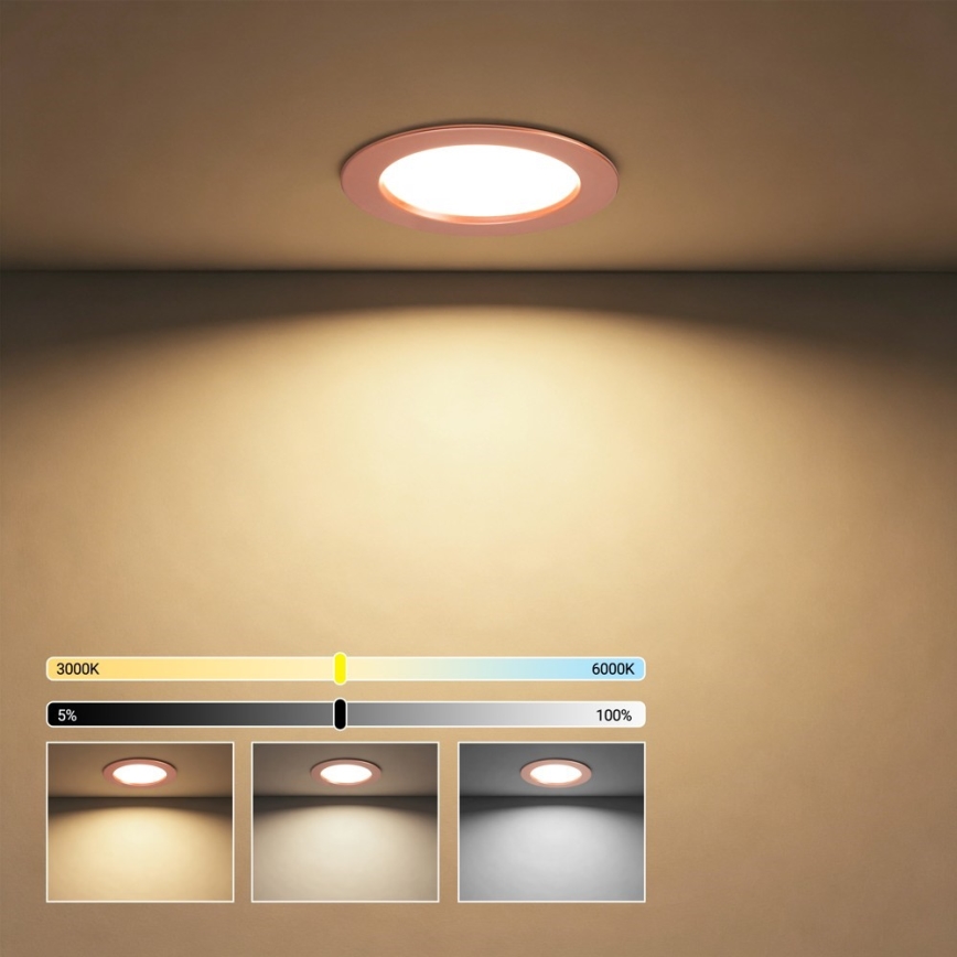 Immax NEO 07330L - LED prigušivo ugradno stropno svjetlo DOWN LED/12W/230V Wi-Fi Tuya Ø 12 cm ružičasto zlato