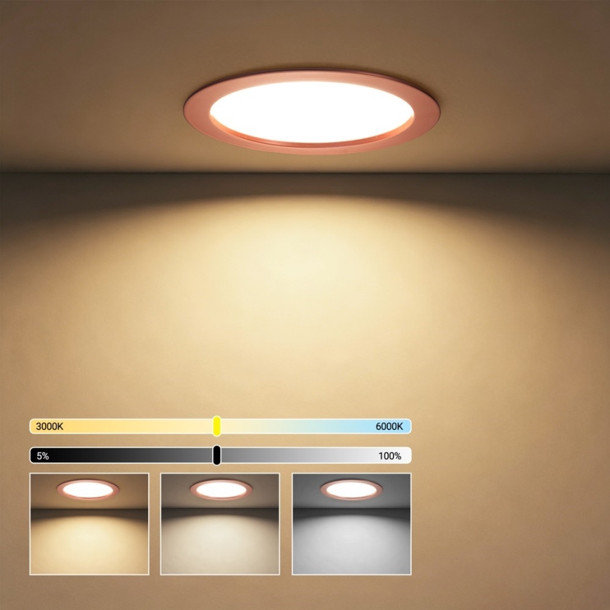 Immax NEO 07331L - LED prigušivo ugradno stropno svjetlo DOWN LED/36W/230V Wi-Fi Tuya Ø 23 cm ružičasto zlato