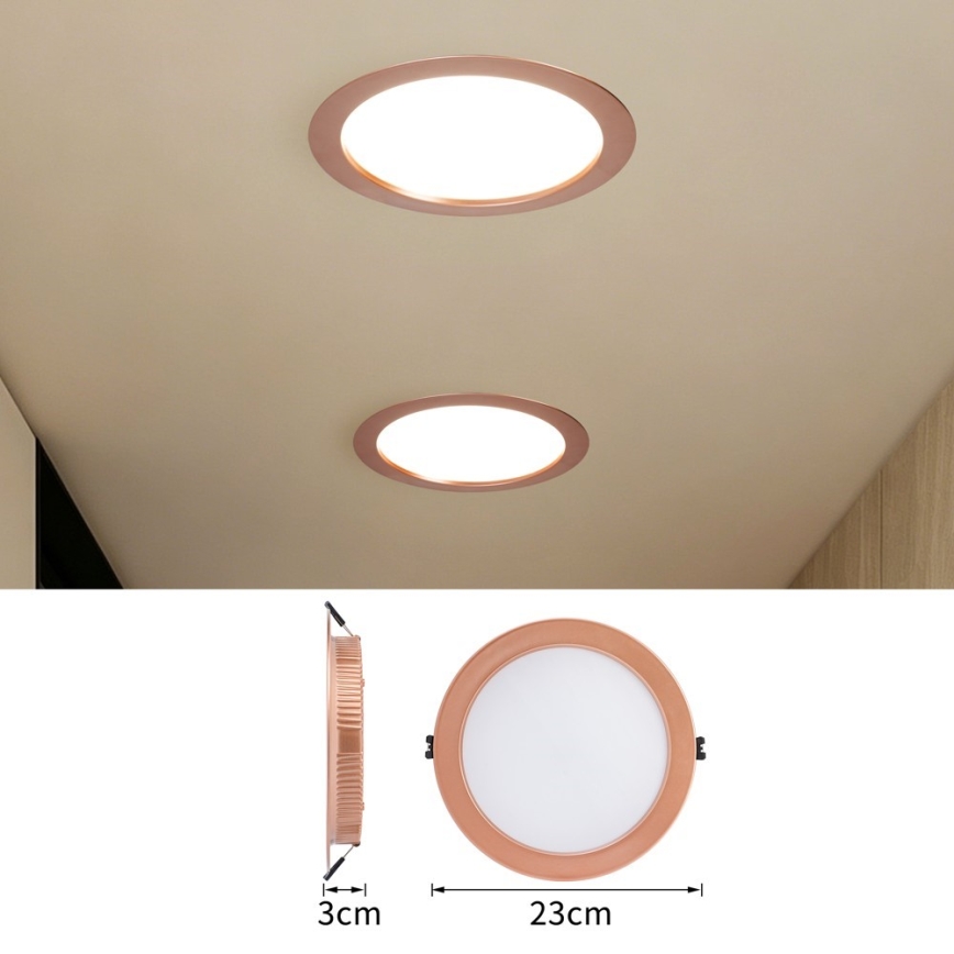 Immax NEO 07331L - LED prigušivo ugradno stropno svjetlo DOWN LED/36W/230V Wi-Fi Tuya Ø 23 cm ružičasto zlato