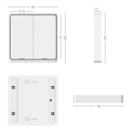 Immax NEO 07507C - Prekidač s 2 tipke SMART 1xCR2430 Zigbee 3.0 Tuya