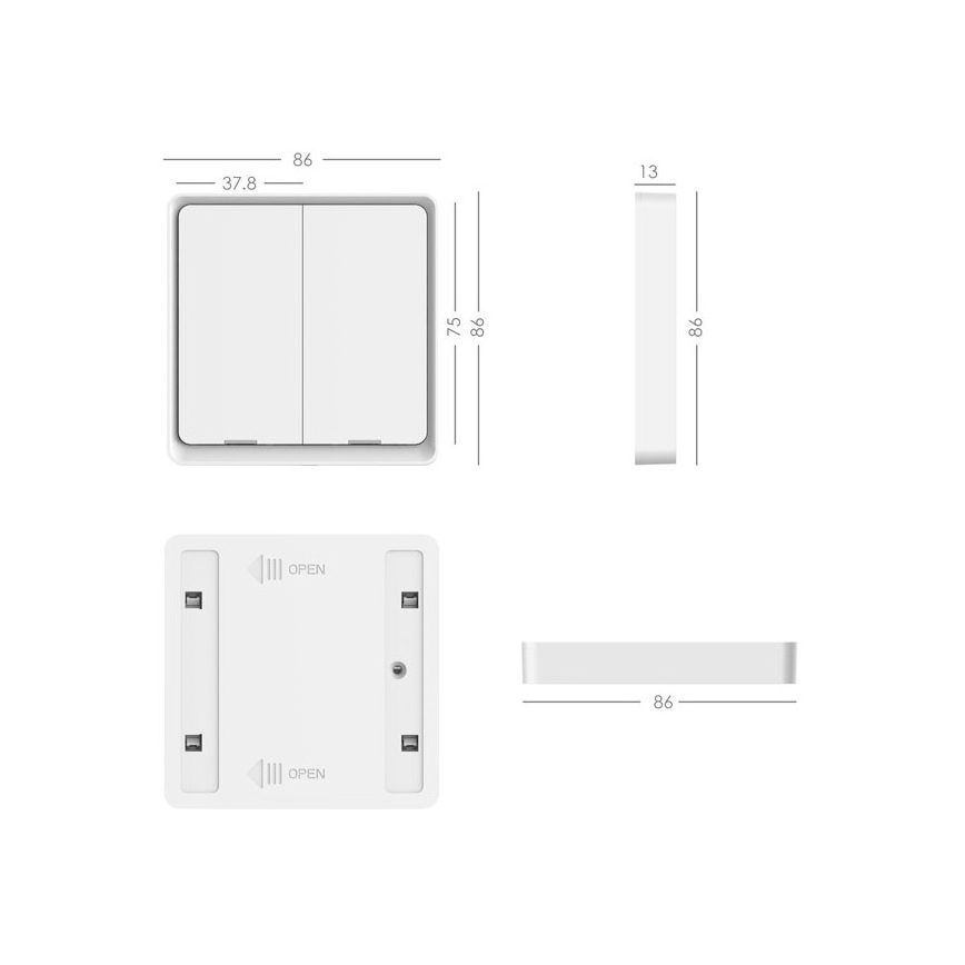 Immax NEO 07507C - Prekidač s 2 tipke SMART 1xCR2430 Zigbee 3.0 Tuya