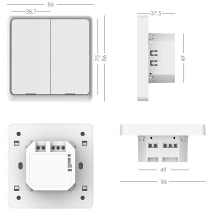 Immax NEO 07513L - Prekidač s 2 tipke SMART 230V Wi-Fi Tuya