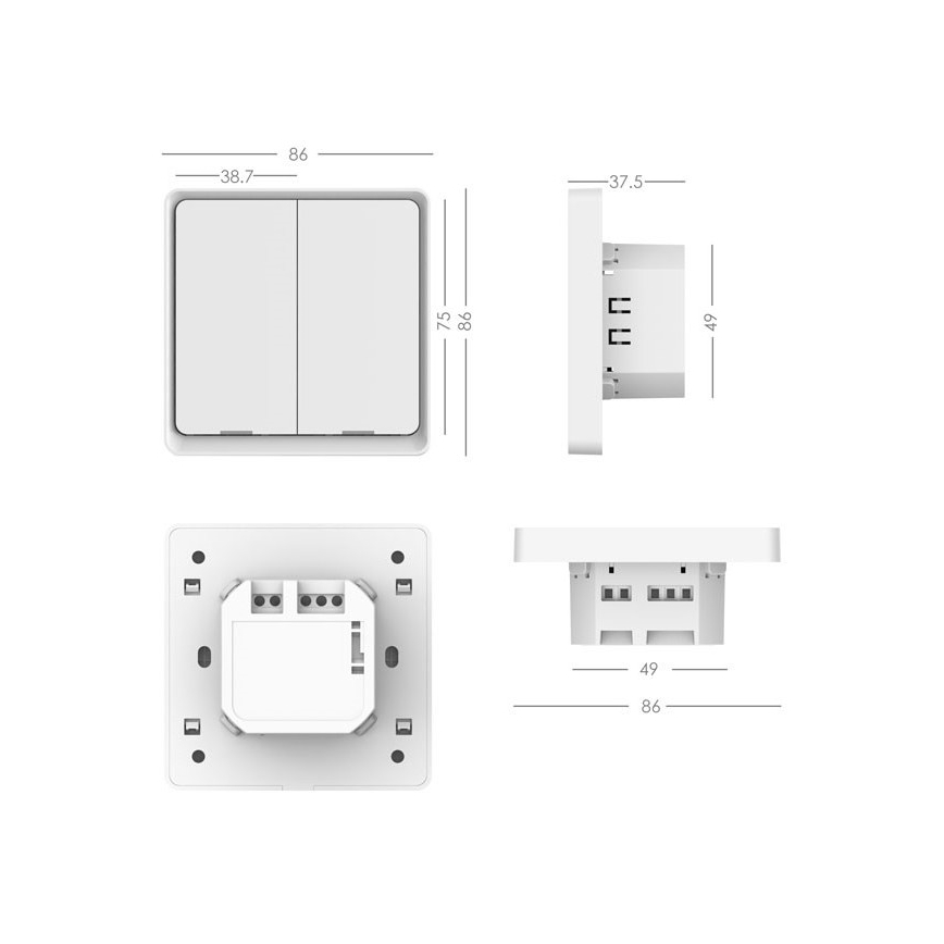 Immax NEO 07513L - Prekidač s 2 tipke SMART 230V Wi-Fi Tuya