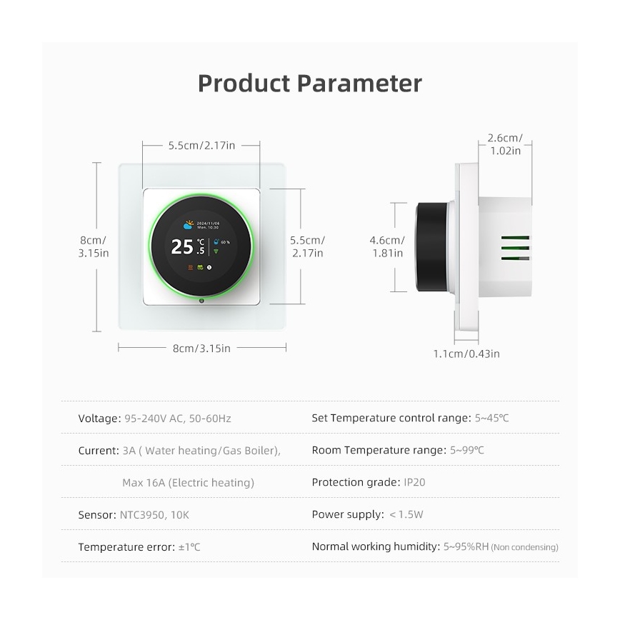 Immax NEO 07534L - Pametni termostat za podno grijanje 230V/3A, Wi‑Fi (Tuya)