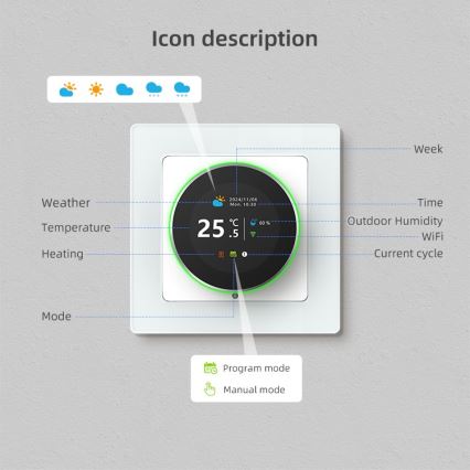 Immax NEO 07535L - Termostat za električno podno grijanje SMART 230V/16A Wi-Fi Tuya