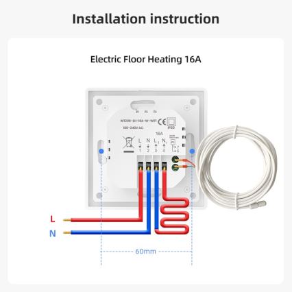 Immax NEO 07535L - Termostat za električno podno grijanje SMART 230V/16A Wi-Fi Tuya