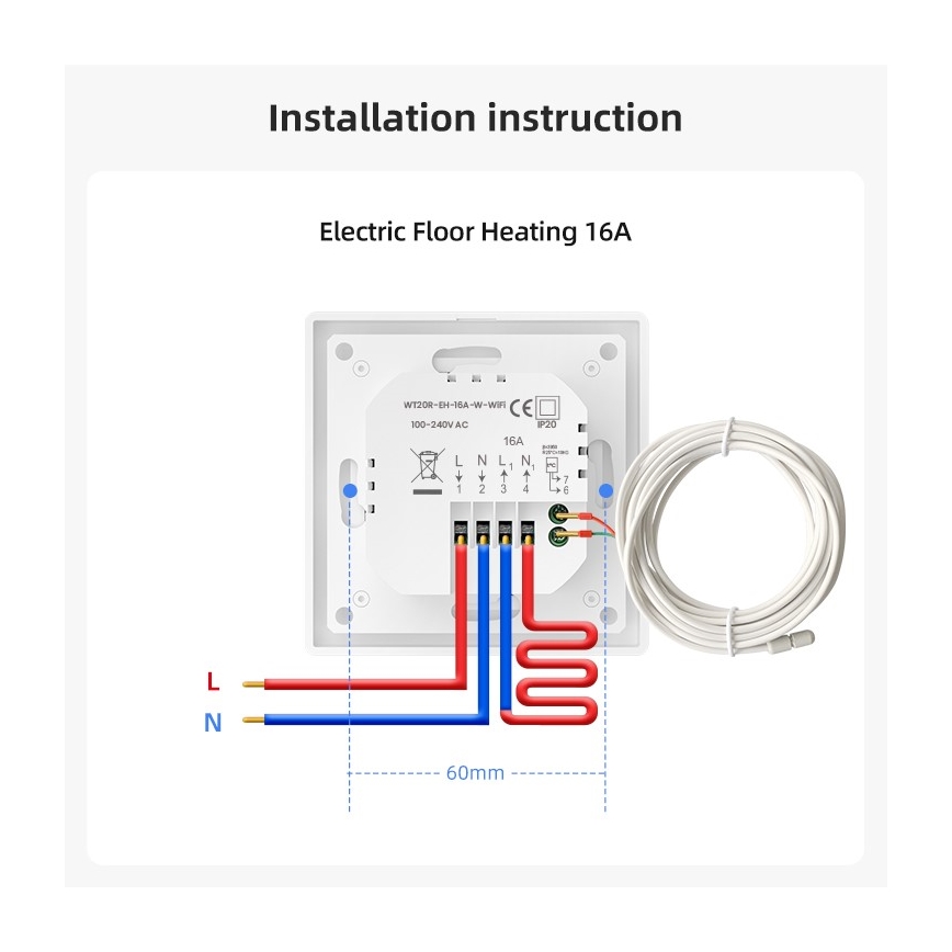 Immax NEO 07535L - Termostat za električno podno grijanje SMART 230V/16A Wi-Fi Tuya