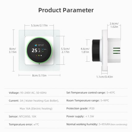 Immax NEO 07535L - Termostat za električno podno grijanje SMART 230V/16A Wi-Fi Tuya