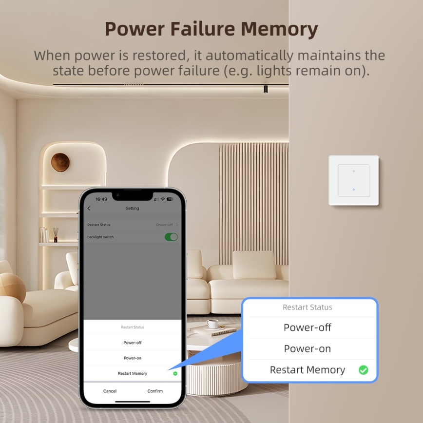 Immax NEO 07539L - Pametni prekidač s dvije tipke 230V Wi‑Fi Tuya